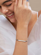Copper Princess Cut CZ Gold Black Link Chain Id Bracelet Bulk