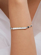 Copper Princess Cut CZ Gold Black Link Chain Id Bracelet Bulk