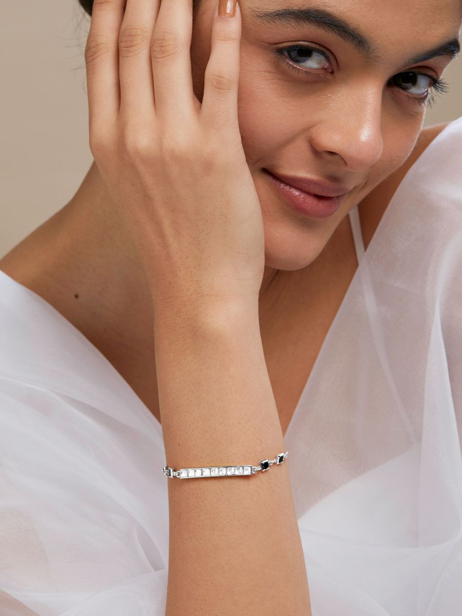 Copper Princess Cut CZ Gold Black Link Chain Id Bracelet Bulk