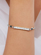 Copper Princess Cut CZ Gold Black Link Chain Id Bracelet Bulk