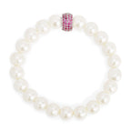 Copper Cubic Zirconia White Gold Pearl Beads Stretchable Bracelet Bulk