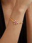 Copper CZ Pear Cut Crystal Pink Gold Flower Link Chain Bracelet Bulk