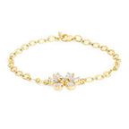 Copper Pear Cut CZ White Gold Flower Link Chain Bracelet Bulk