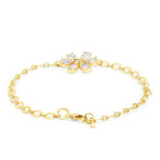 Copper Pear Cut CZ White Gold Flower Link Chain Bracelet Bulk