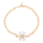 Copper Pear Cut CZ White Gold Flower Link Chain Bracelet Bulk