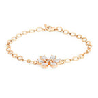 Copper Pear Cut CZ White Gold Flower Link Chain Bracelet Bulk
