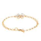 Copper Pear Cut CZ White Gold Flower Link Chain Bracelet Bulk