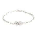 Copper Pear Cut CZ White Gold Flower Link Chain Bracelet Bulk