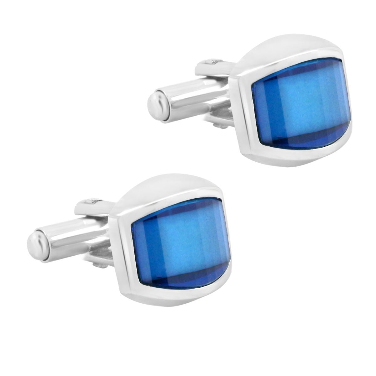 Hexagon Blue Cufflinks In Box Bulk
