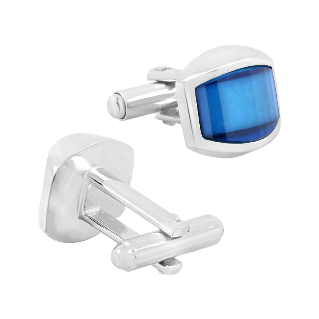 Hexagon Blue Cufflinks In Box Bulk