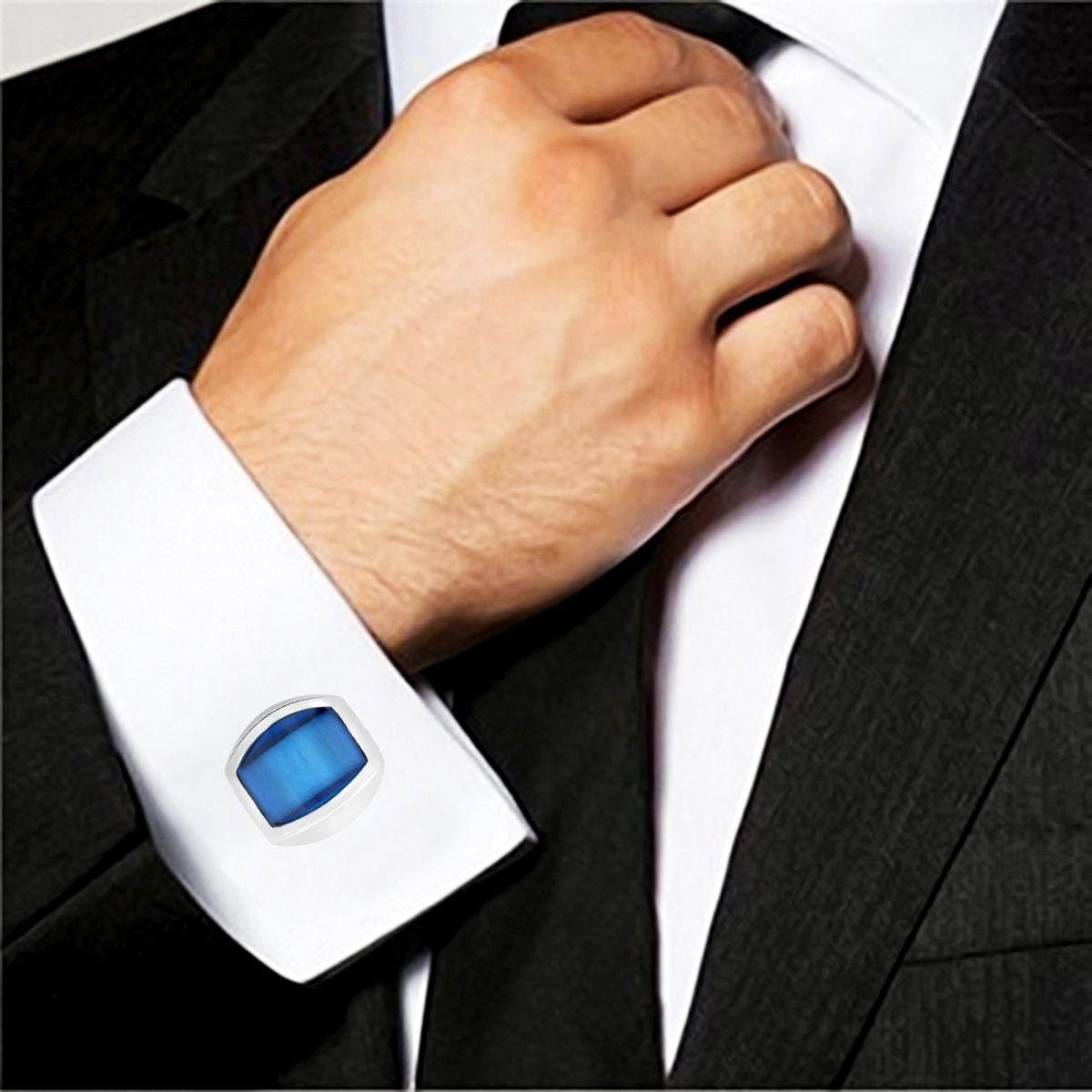 Hexagon Blue Cufflinks In Box Bulk