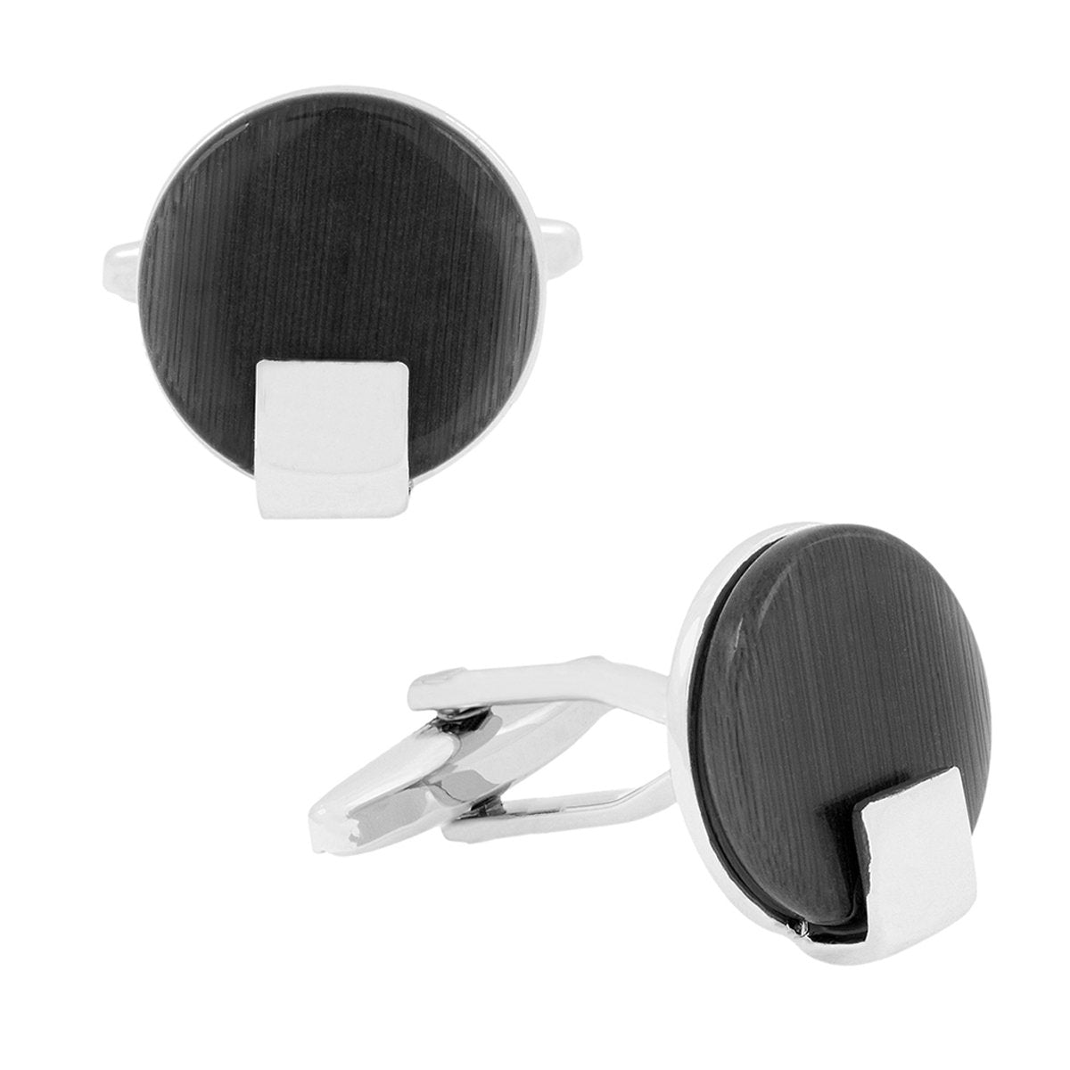 Round Black Crystal Cufflinks In Box Bulk Main image