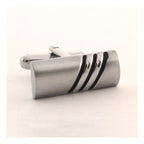 Rectangle Silver Stripes Cufflinks In Box Bulk