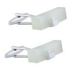 Rectangle White Frosted Ice Cufflinks In Box Bulk
