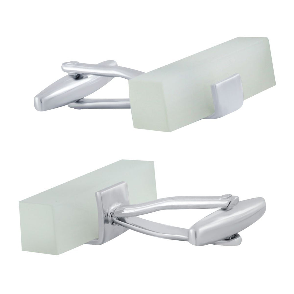 Rectangle White Frosted Ice Cufflinks In Box Bulk