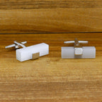 Rectangle White Frosted Ice Cufflinks In Box Bulk