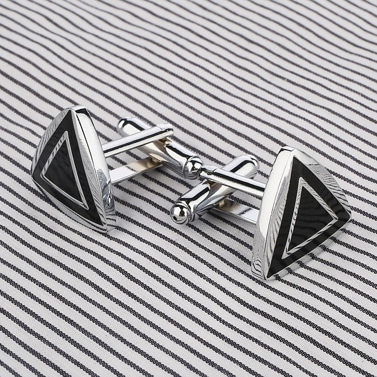 Triangle Black Cufflinks In Box Bulk Main image