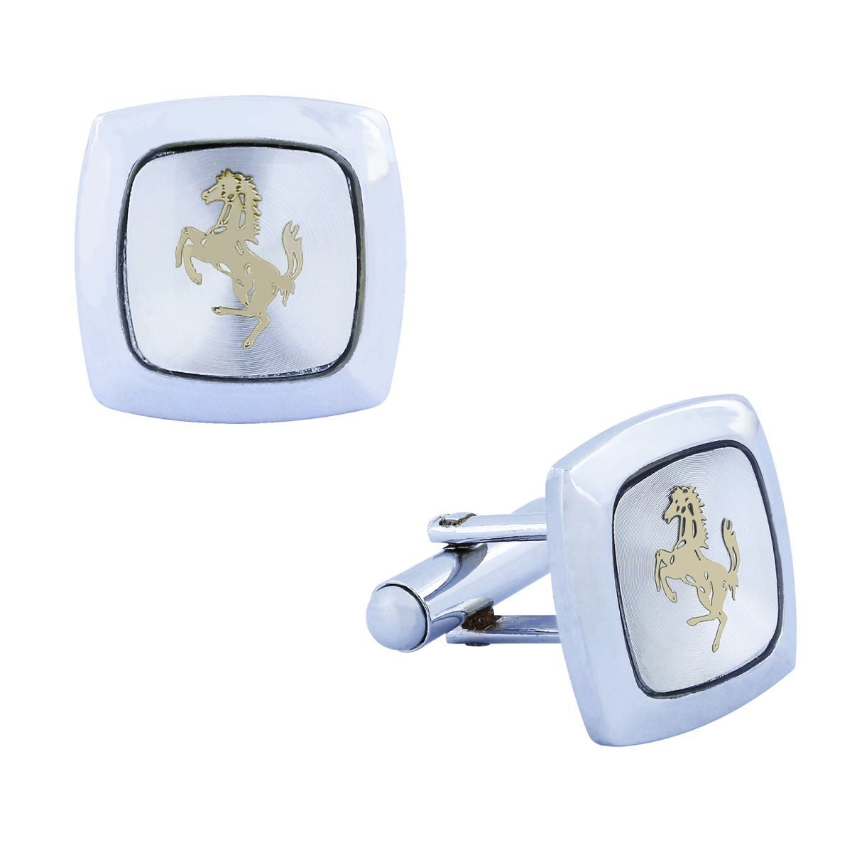 Square Silver Ferrari Horse Cufflinks In Box Bulk Secondary image