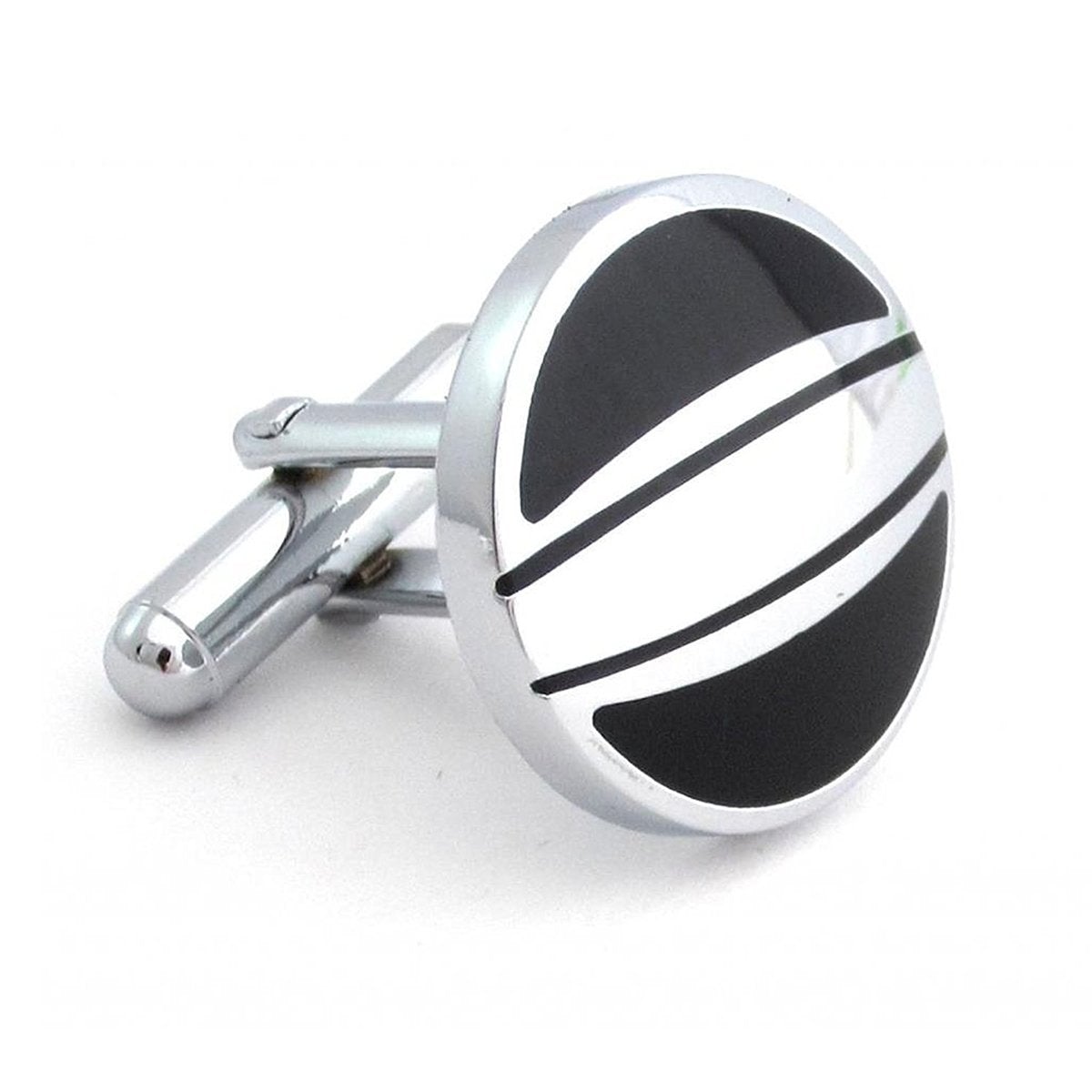 Round Black Silver Cufflinks In Box Bulk Secondary image