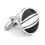 Round Black Silver Cufflinks In Box Bulk