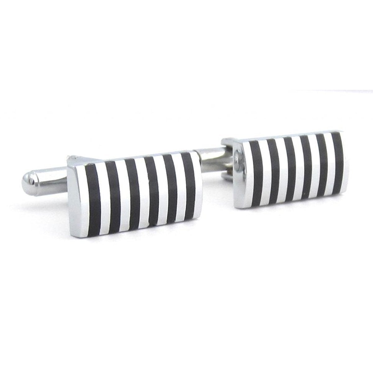Rectangle Black Stripes Cufflinks In Box Bulk Main image