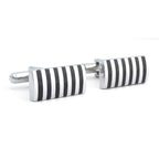 Rectangle Black Stripes Cufflinks In Box Bulk