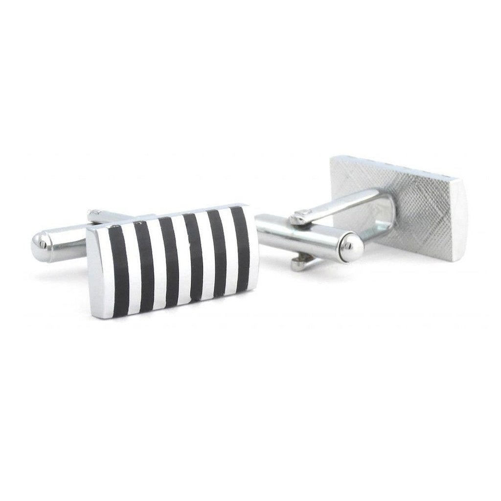 Rectangle Black Stripes Cufflinks In Box Bulk