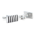 Rectangle Black Stripes Cufflinks In Box Bulk