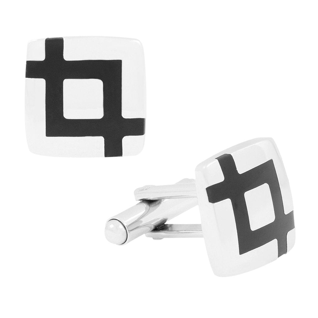Square Black Checks Cufflinks In Box Bulk