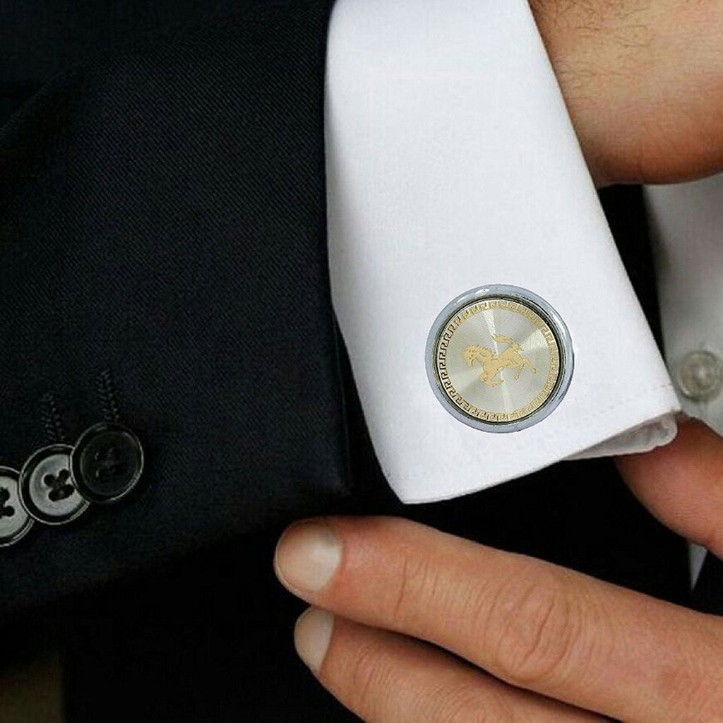 Silver Ferrari Prancing Horse Cufflinks In Box Bulk