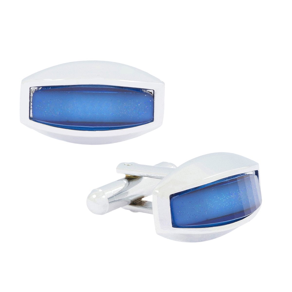 Cylinder Blue Solid Cufflinks In Box Bulk Main image