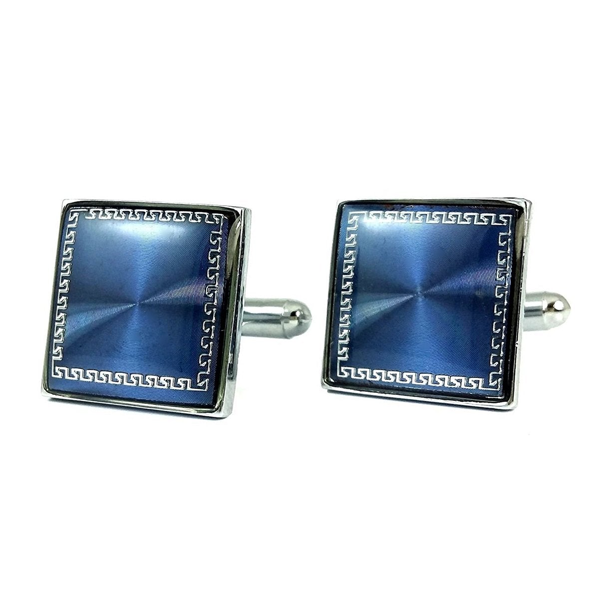 Square Blue Gold Cufflinks In Box Bulk