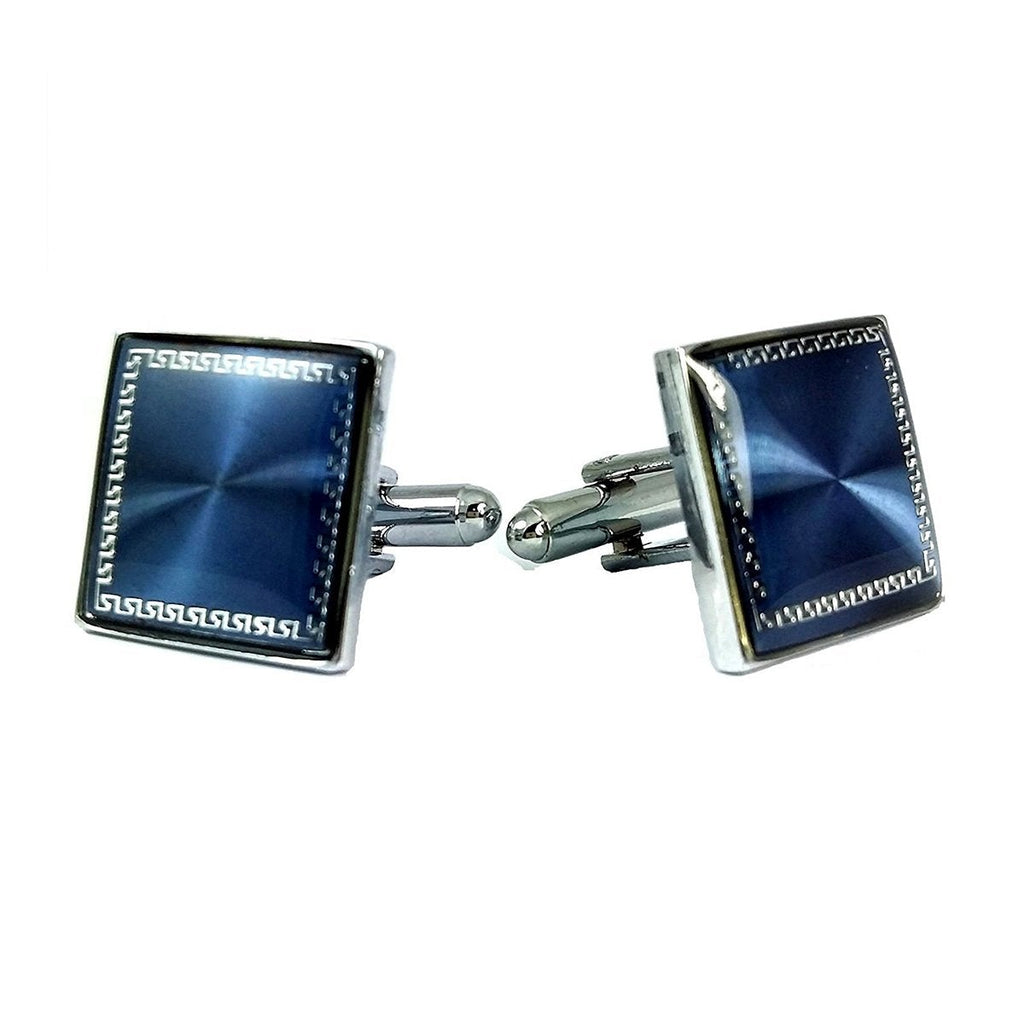 Square Blue Gold Cufflinks In Box Bulk