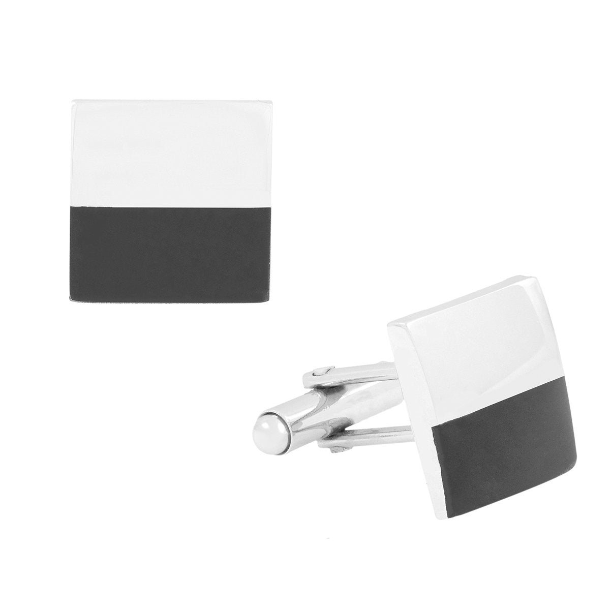 Square Black Checks Cufflinks In Box Bulk Main image