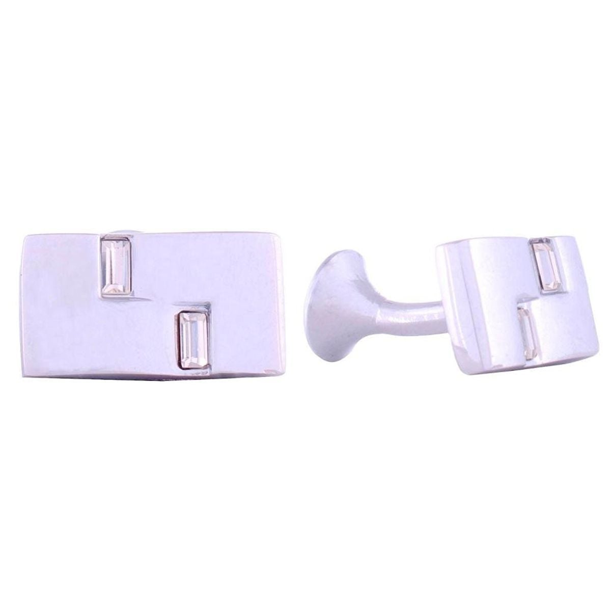 Rectangle Silver Diamond Cufflinks In Box Bulk Main image
