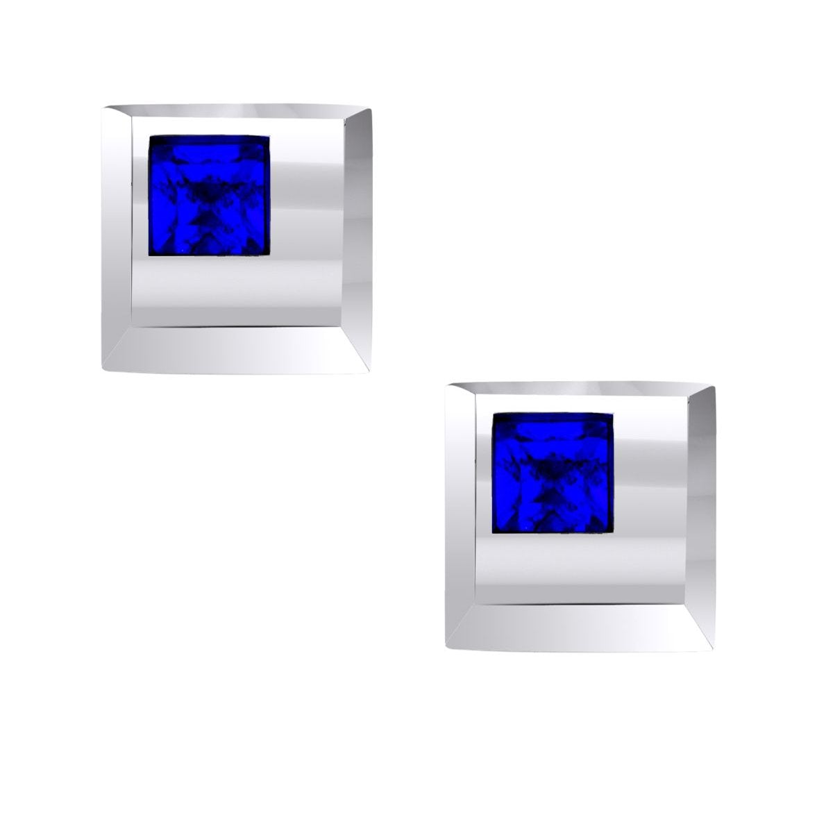 Square Blue Crystal Cufflinks In Box Bulk