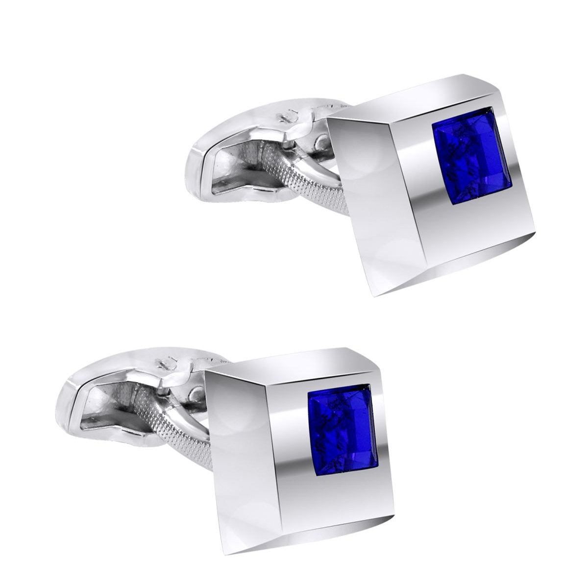 Square Blue Crystal Cufflinks In Box Bulk