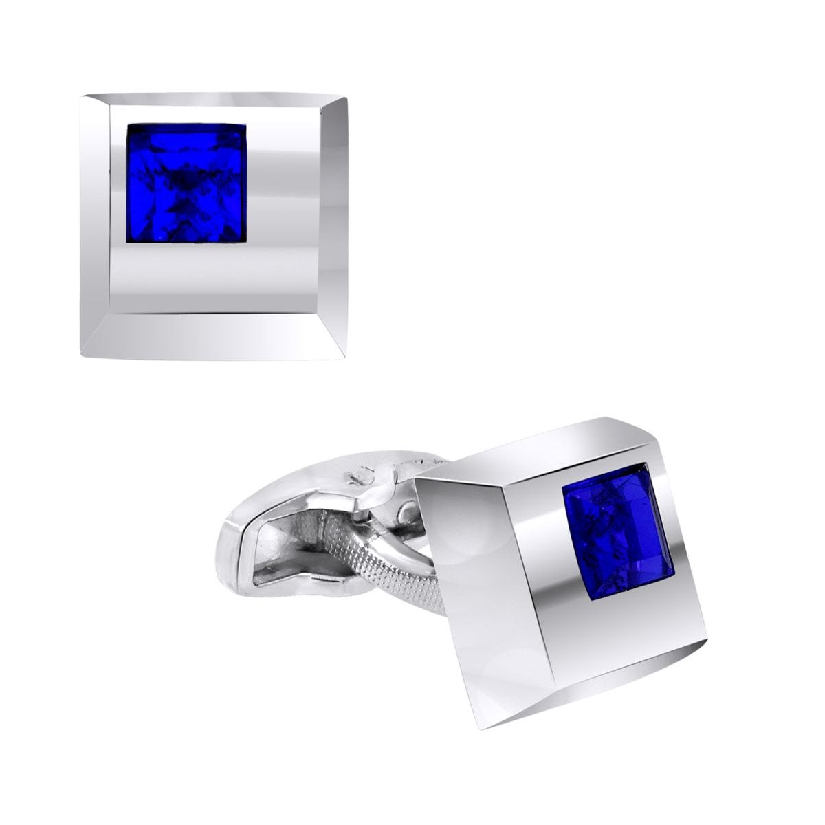 Square Blue Crystal Cufflinks In Box Bulk