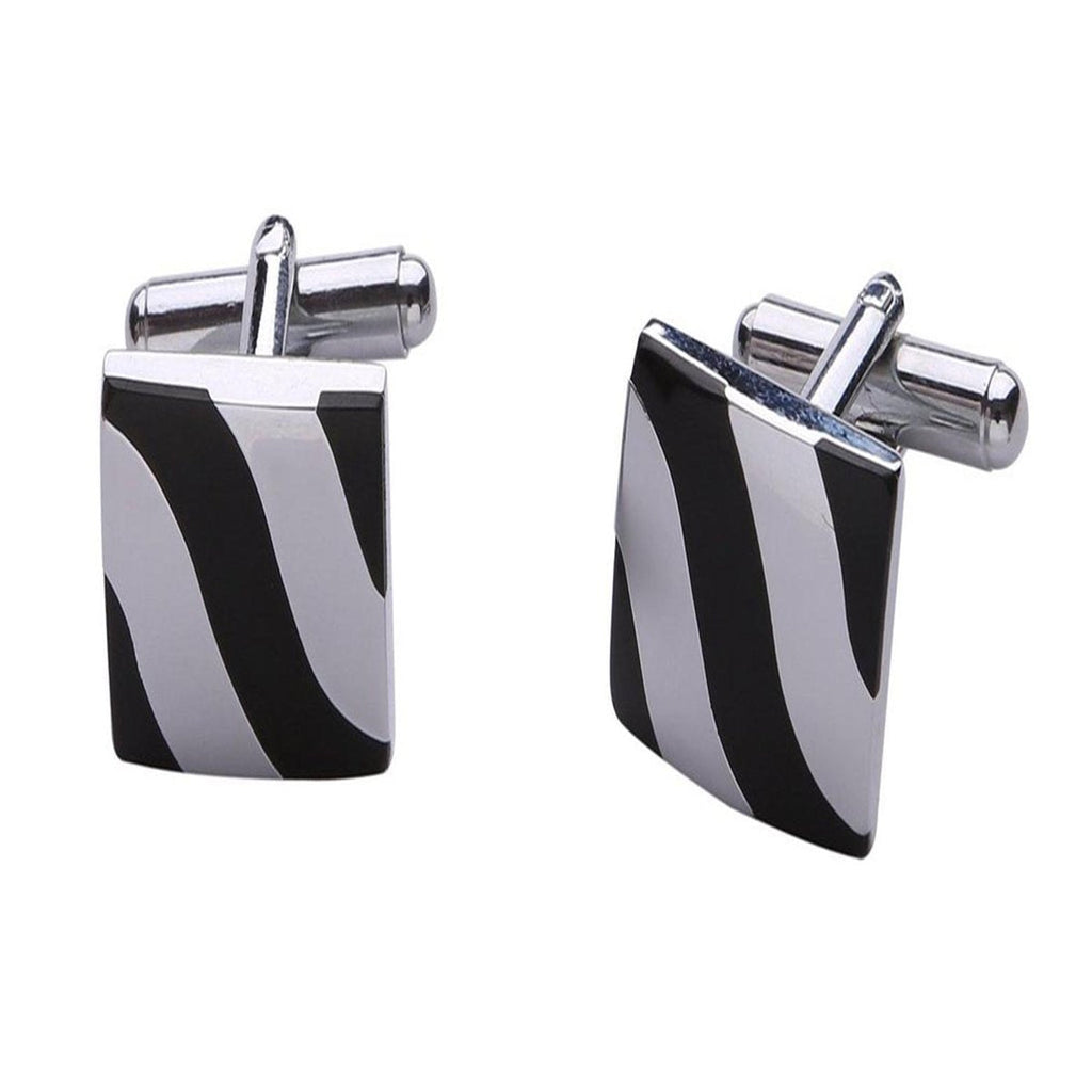 Square Black Stripes Cufflinks In Box Bulk