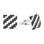 Square Black Checks Cufflinks In Box Bulk