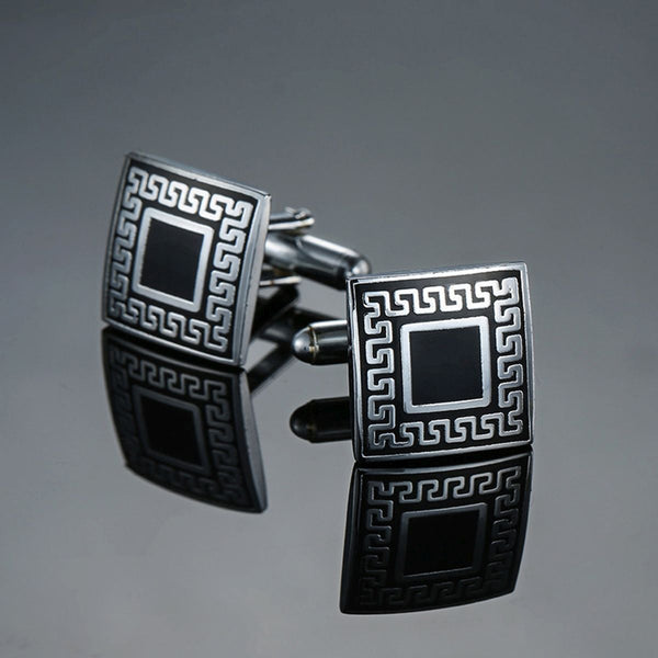Square Black Stripes Cufflinks In Box Bulk Main image