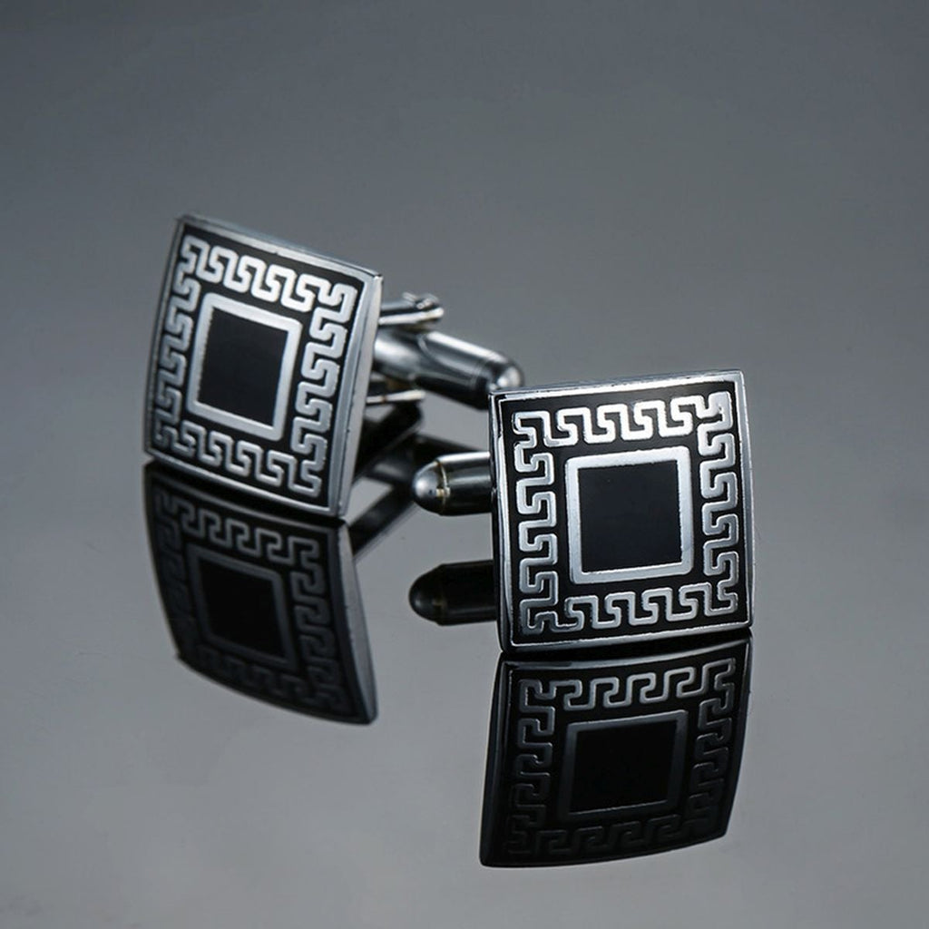 Square Black Stripes Cufflinks In Box Bulk