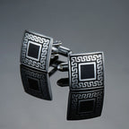 Square Black Stripes Cufflinks In Box Bulk