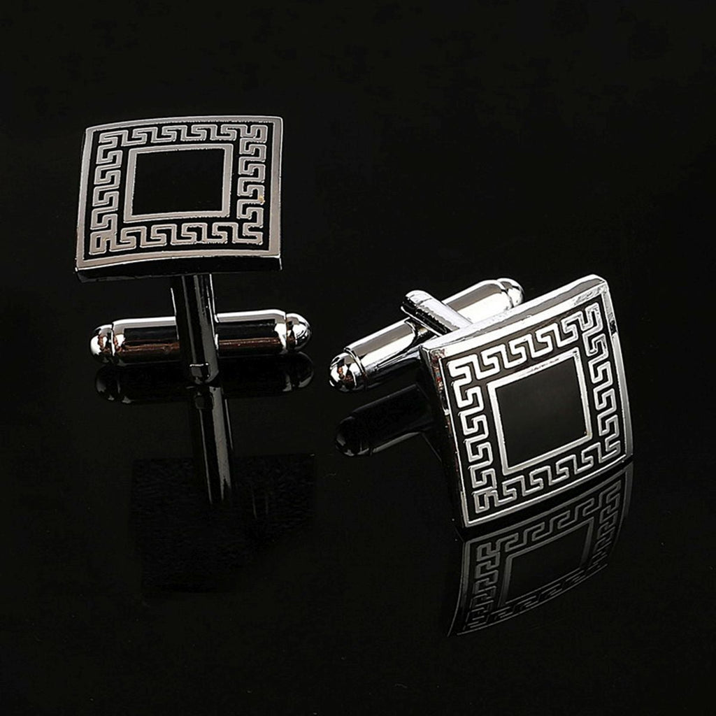 Square Black Stripes Cufflinks In Box Bulk