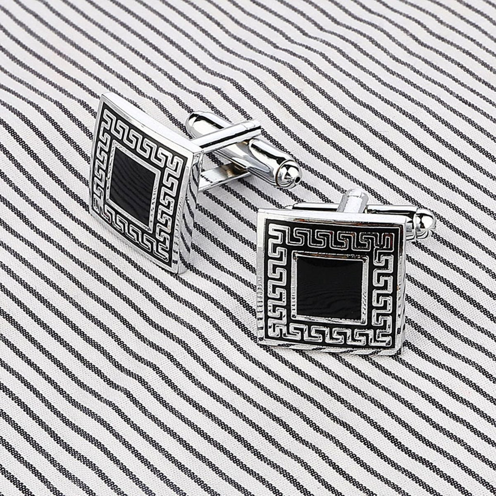 Square Black Stripes Cufflinks In Box Bulk