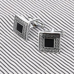 Square Black Stripes Cufflinks In Box Bulk