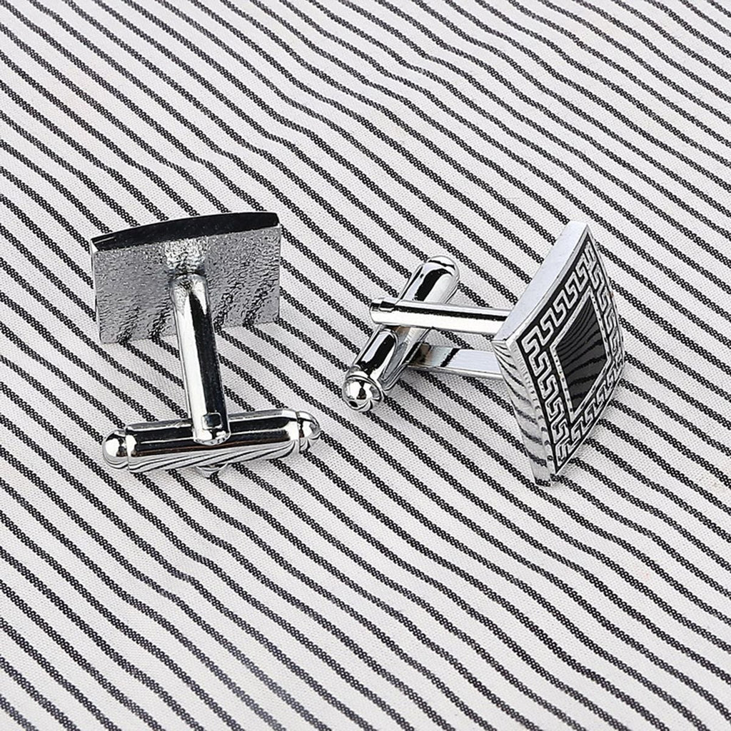 Square Black Stripes Cufflinks In Box Bulk
