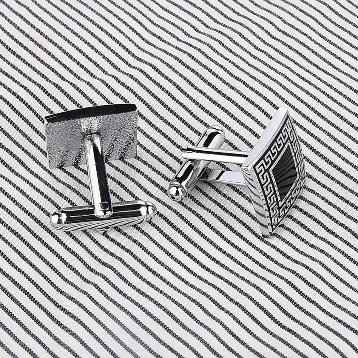 Square Black Stripes Cufflinks In Box Bulk