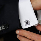 Square Black Stripes Cufflinks In Box Bulk