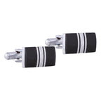Rectangle Black Stripes Cufflinks In Box Bulk